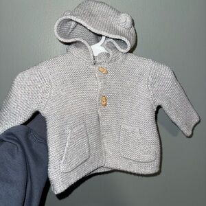Zara Gray Knit Baby Jacket with Hood